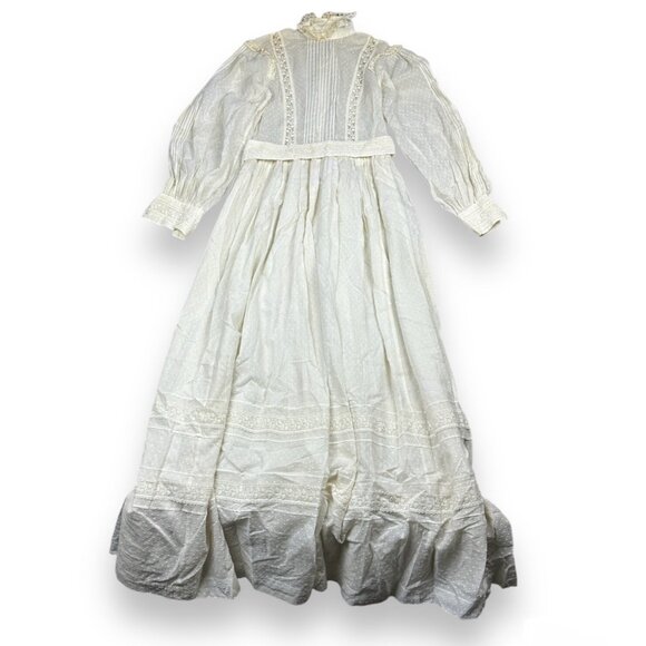 Vintage Laura Ashley Wedding Dress Stunning Ivory Sz 10 Lace Trim Slip Swiss Dot - Picture 1 of 13